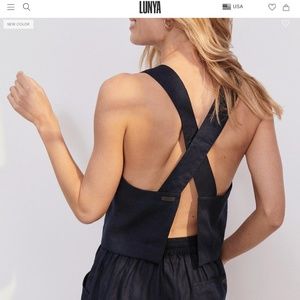 Lunya Woven Cross-back Tank- Navy